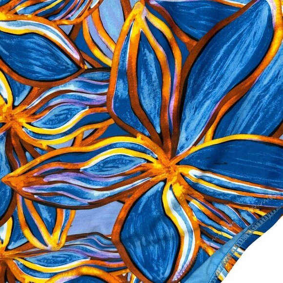 Fe Noel NWT High Leg Cheeky Deep V-Neck Leafy Palm Print Swimsuit Size XL - Picture 6 of 8